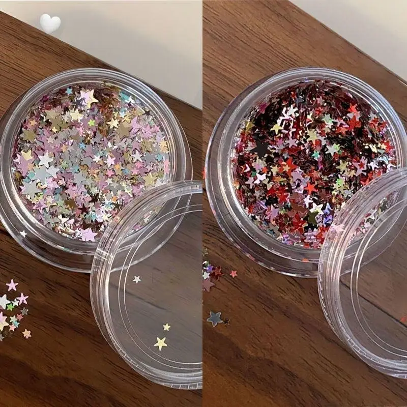 1Pcs Glitter Star Nail Sequins 3D Charming Mixed Color Candy Colored Nail Flake Five-Point Star Nail Art Decor Diy Accessor