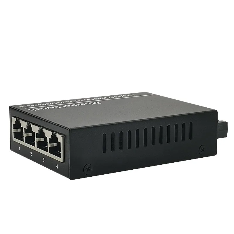 2 Optical 4 Electrical Single Mode Fiber Optic Transceiver Converter