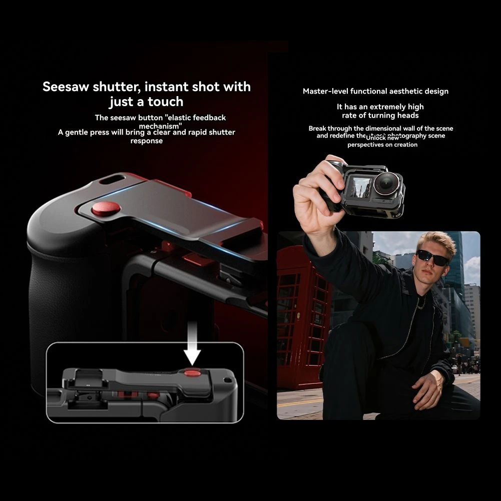 

AT33 StreetGrip Kit for DJI Action 5pro 4 3 Aluminum Alloy Hand Grip Protective Case Cold Shoe Adapter