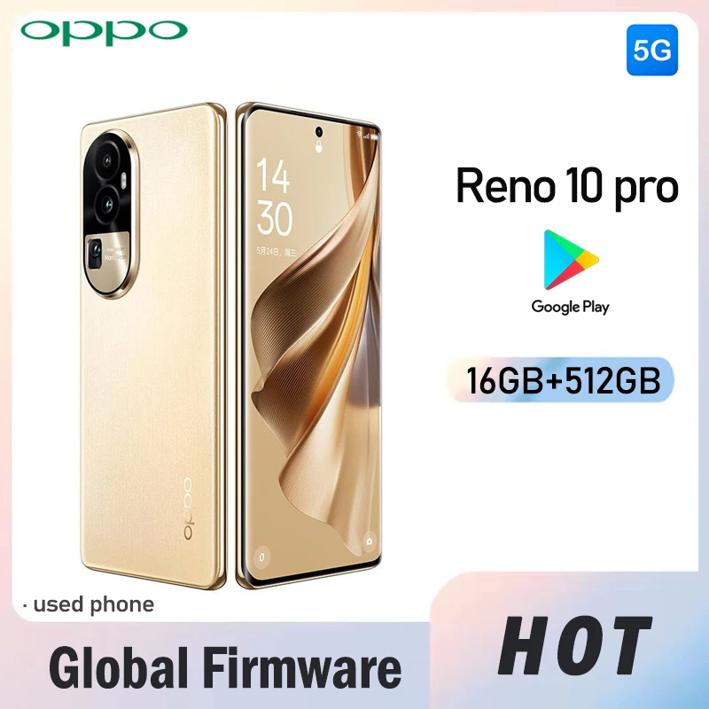 Global Firmware OPPO Reno 10 Pro 5G smartphone ColorOS 13.1 16GB 512GB 50MP+30mp Tianji 8200 4600mAh Used Phone