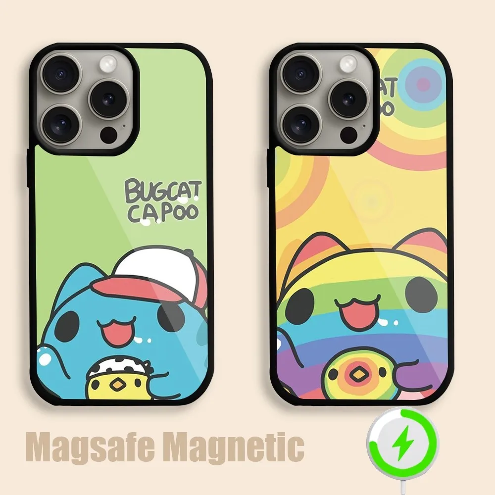 Bugcat Capoo Cute  Phone Case For iPhone 15 14 13 12 11 Pro Max Plus Magsafe Magnetic Wireless Charging Cover