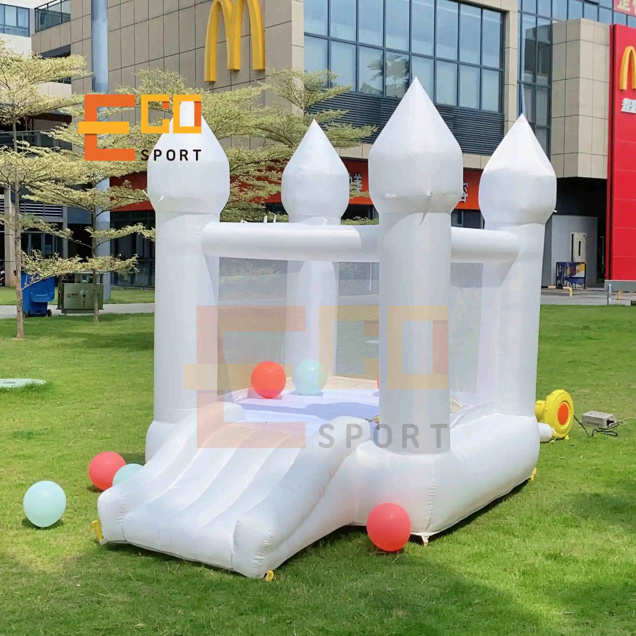 Oxford home use Mini Inflatable White Bounce House Kids Birthday Toddler Bouncy Castle/Moon Bounce House For kids soft play