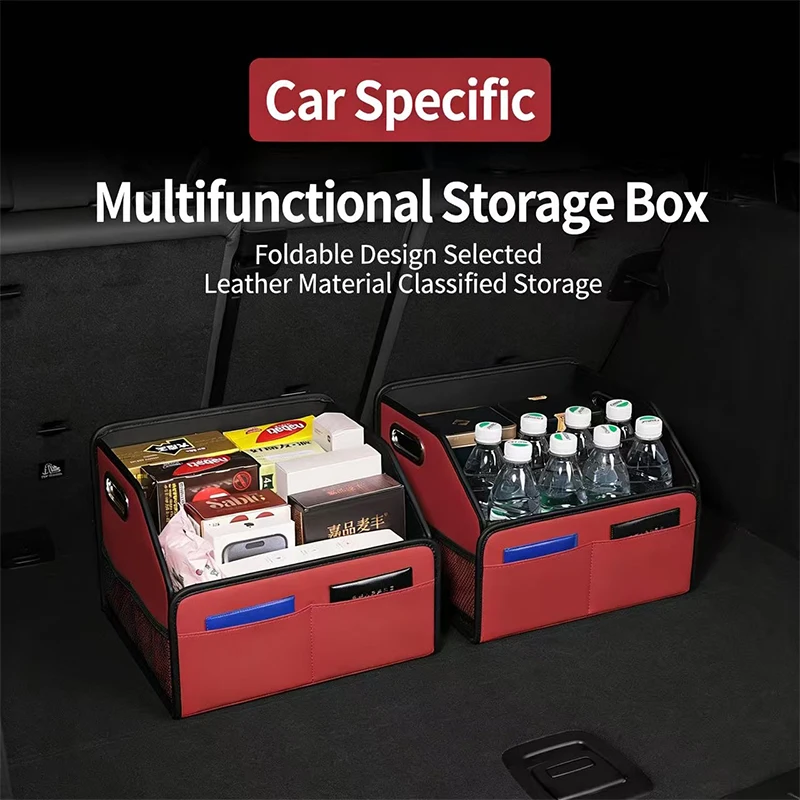 

Car Trunk Storage Box Leather Foldable Universal Auto Trunk Large Capacity Organizer Multiuse Wear-Resistant Tidying Storage Box