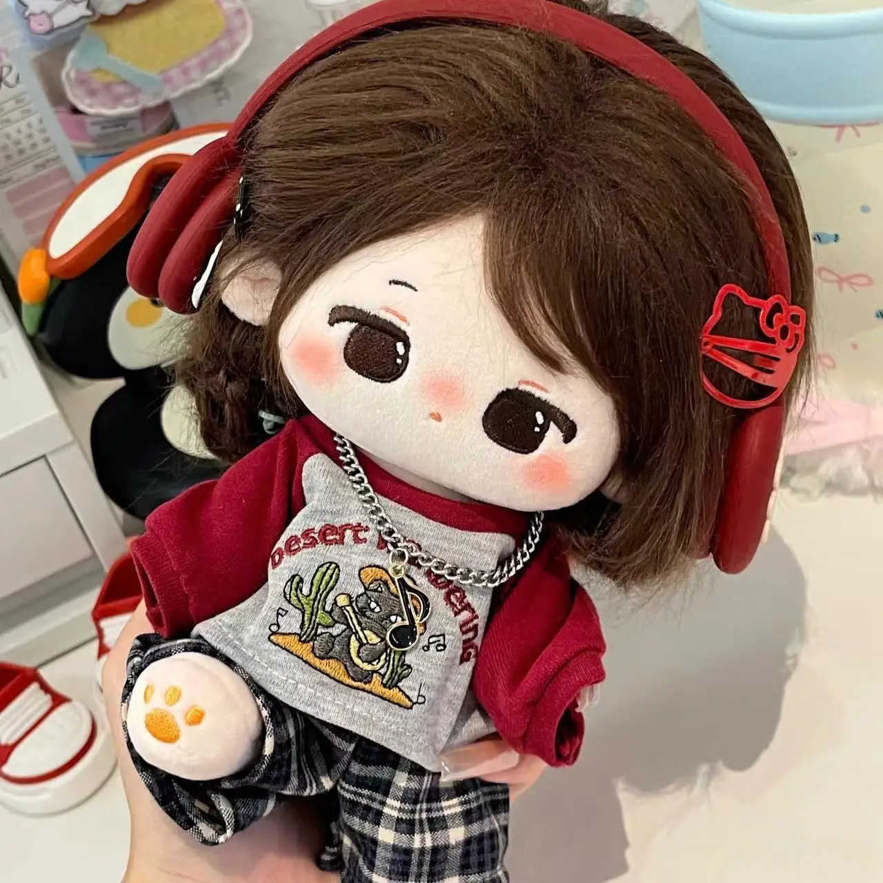 20cm Doll Clothes Cute Retro Style Casual No Attribute Normal Body Cotton Doll Clothes Can Be Changed Spring And Autumn Suit