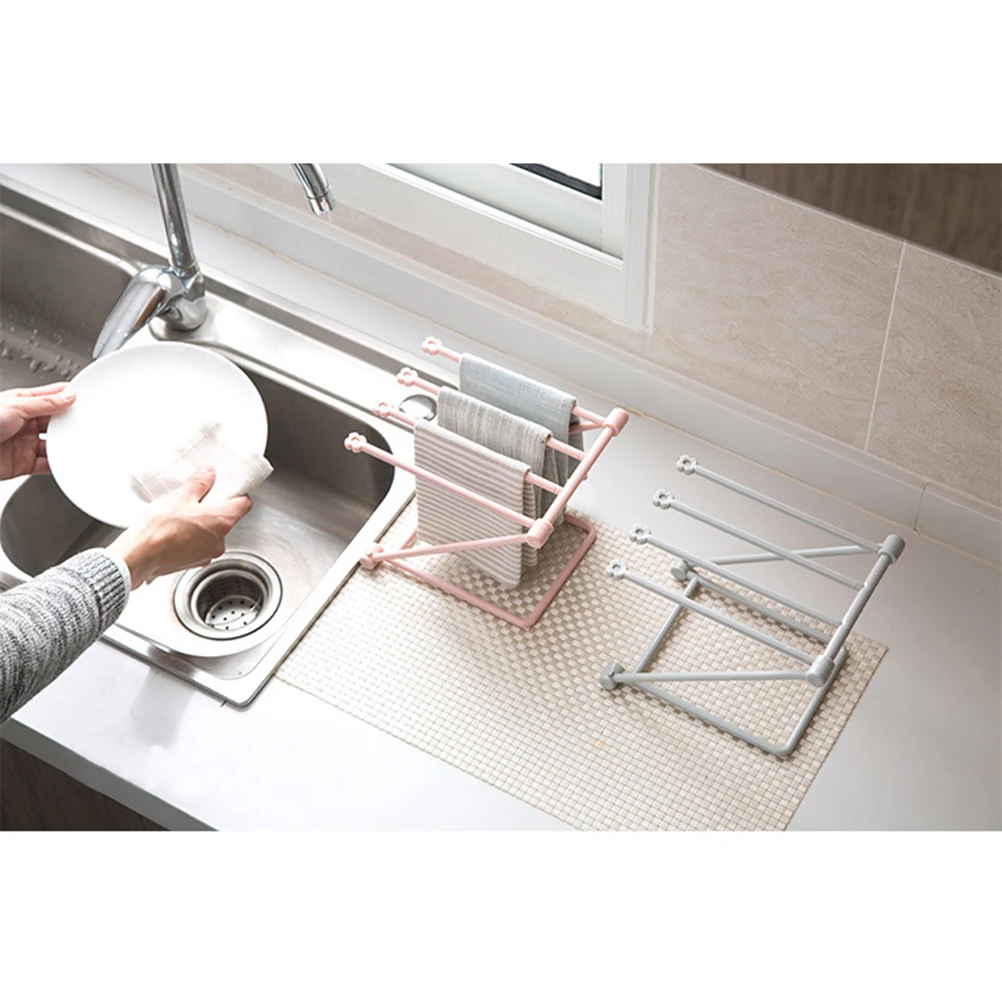 

3pcs Foldable Towel Vertical Dish Cloth Stand Organizer For Kitchen Bathroom Plastic Cup Holder Home Storage Lightweight