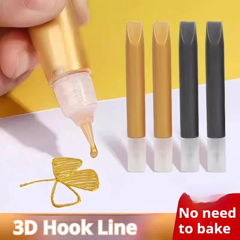 3D Effect Outlining Pen 10ml Permanent Hook Line Pen Waterproof Diy Hand Painted Acrylic Paint for DIY Canvas Glass Painting