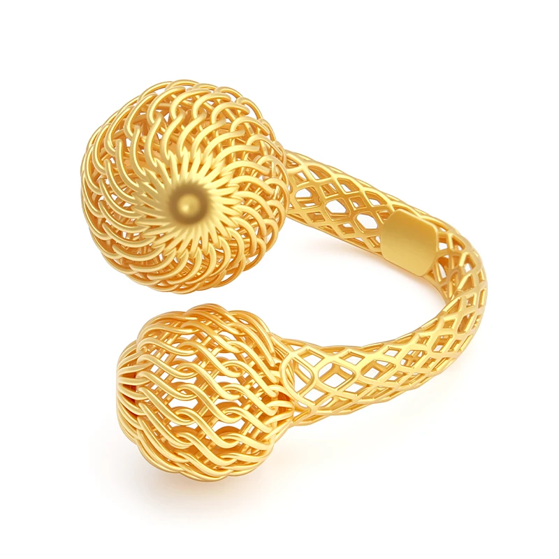 IVOG Dual Mesh Ball Open Ring Gold Silver Plated Brass Women Daily Anillos Bagues Hollow Woven Unique Statement Fashion Jewelry