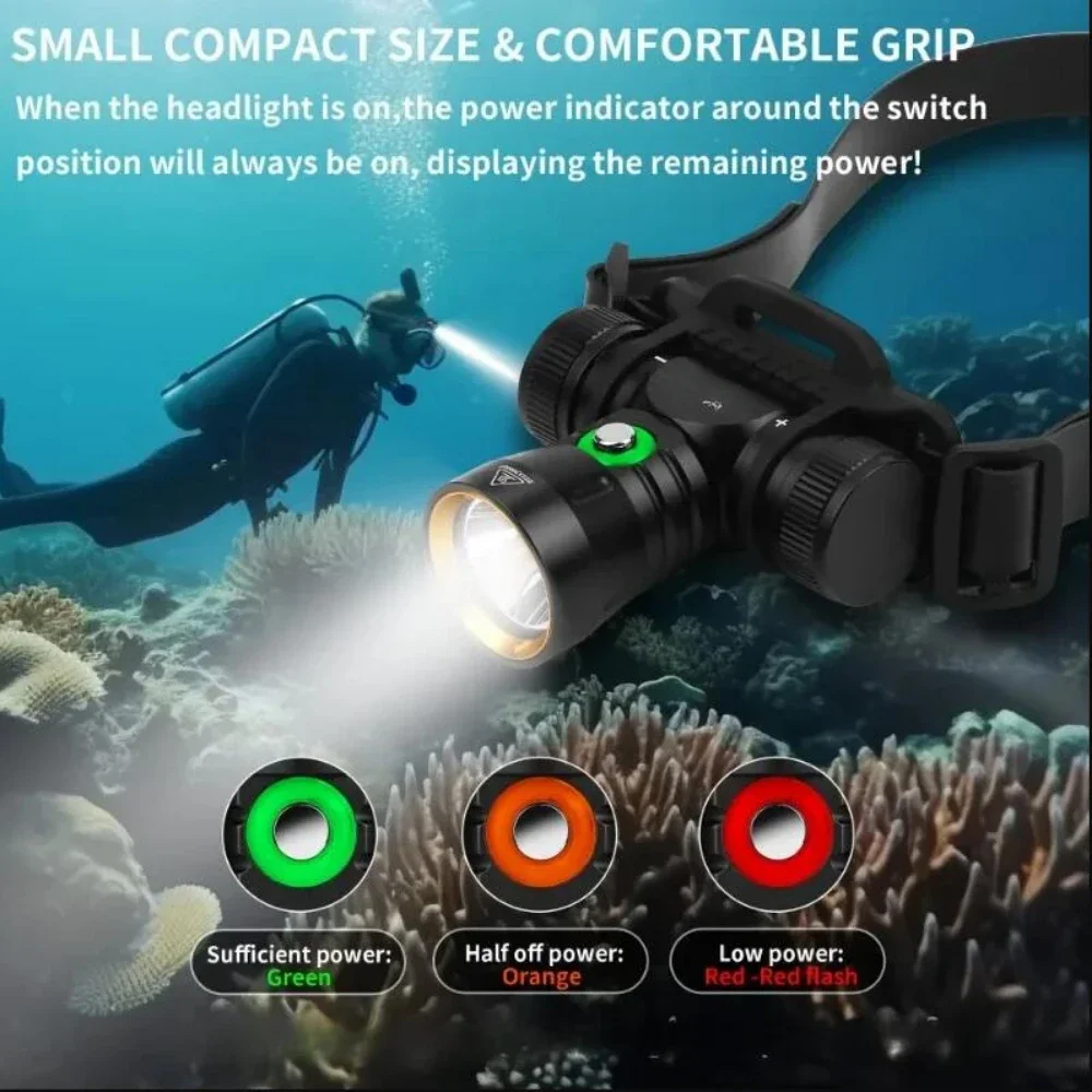 

Diving Headlamp High Lumens Underwater Head Flashlight Waterproof Scuba Dive Light Head Light