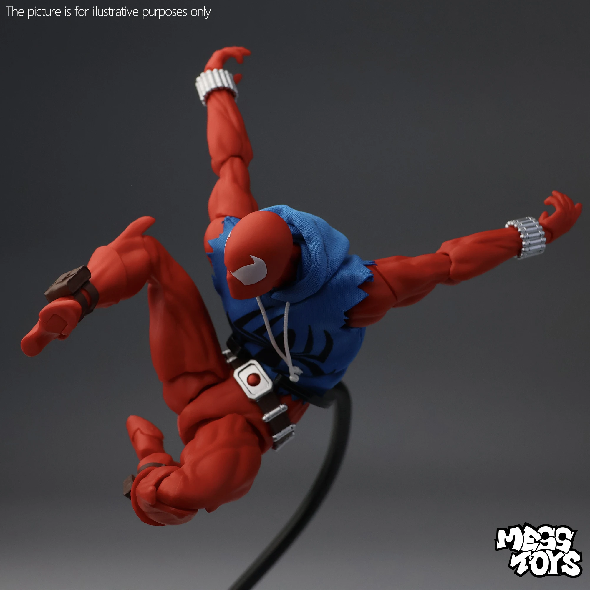 Nowy Przedpremierowy MESS TOYS Scarlet Spider-Man Scarlet Hero Niebieski Strój z Tkaniny Figurka Akcji z Ruchomymi Elementami Model Messtoys Spiderman