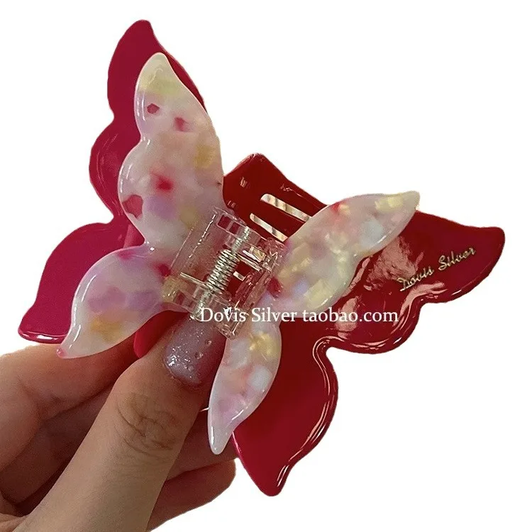 

Pitaya Color Double-deck Acetate Colorful Butterfly Hairpin Fairy Clip Women Girls Styling Tools Barrettes Headwear claw clip