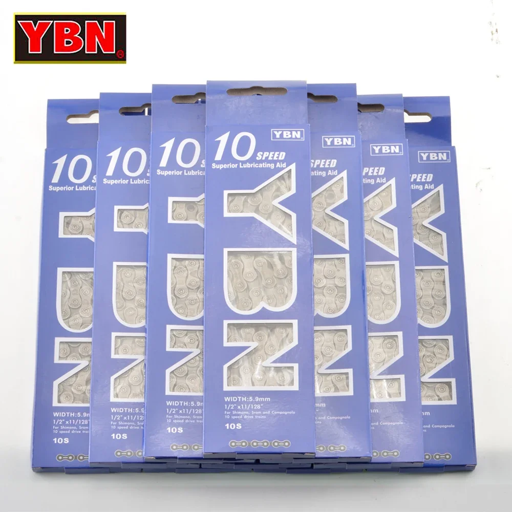 YBN Bike Chains MTB Mountain Road Bike Chians 10 Speed Hollow Bicycle Chain 116 Links Silver D10S for M7000 XT