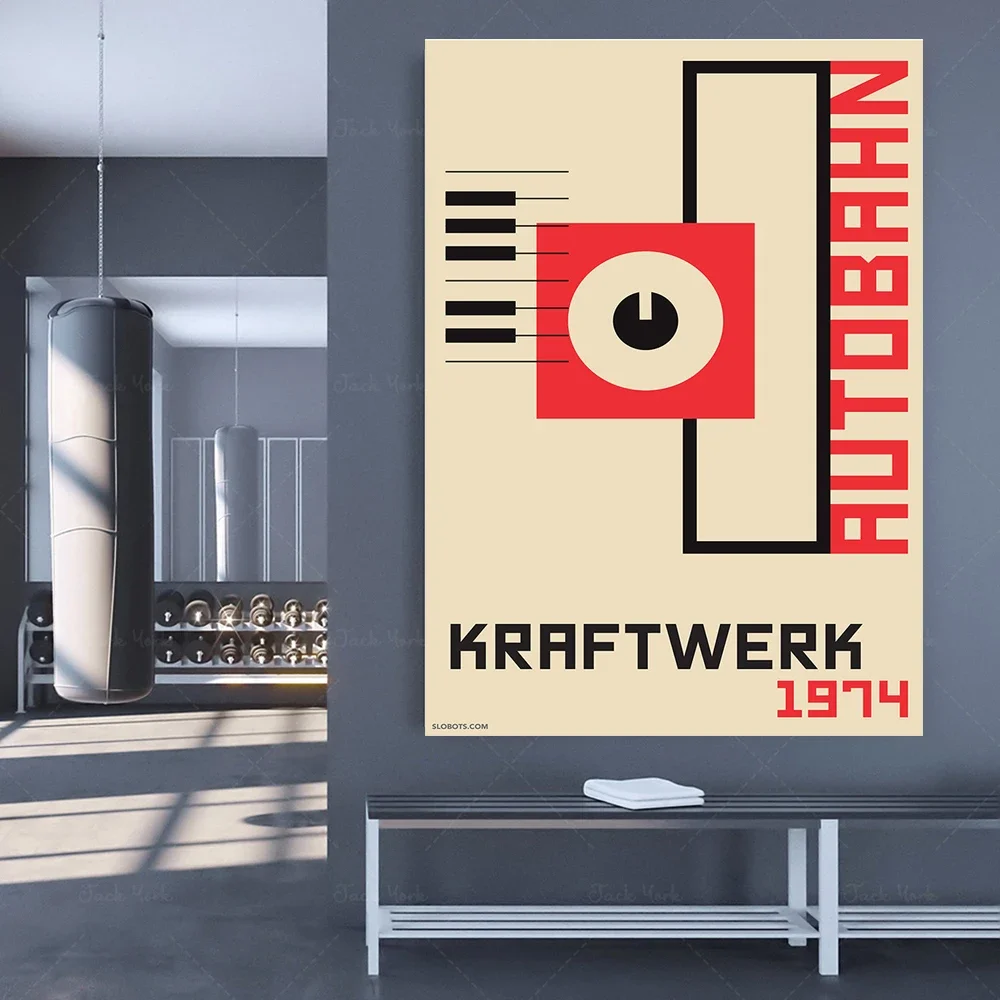 Kraftwerk Autobahn Minimal Bauhaus Art Electronic Illustration Synthesizer Poster Print Alternative Minimalist Design Mike S