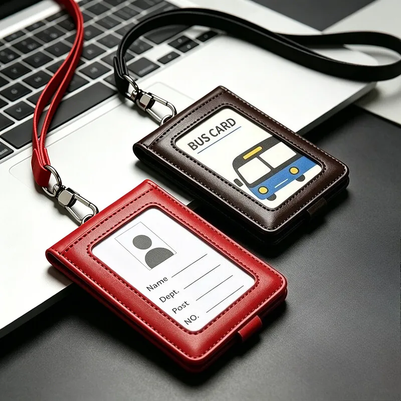Formal Flip ID Badge Holder Staff Work Name Tag Card Pouch with Detachable Lanyard Office Access Bus Subway ID Card Holder