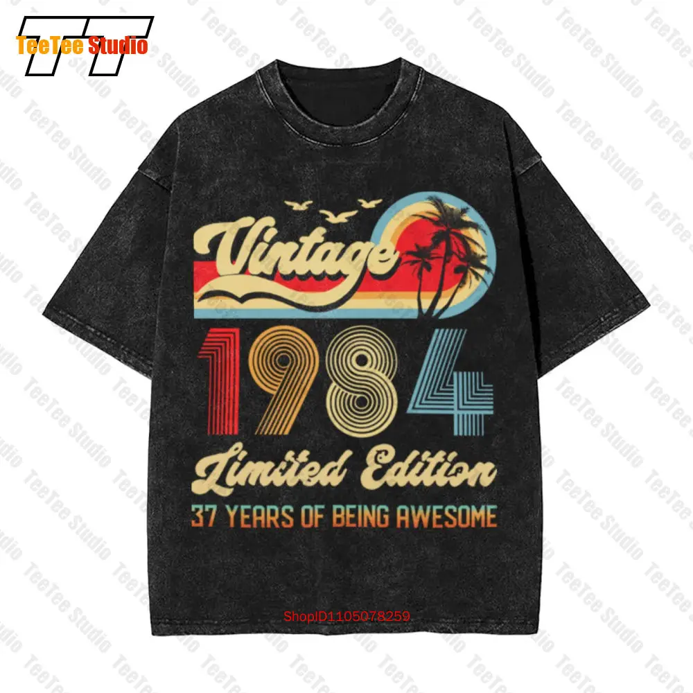 خمر 37 سنة 1984 خمر المتضخم تي شيرت Q79L #1