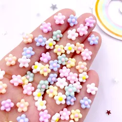 200Pcs 8mm Resin 3D Colorful Kawaii Mini Flower Gems Nail Art Flatback Rhinestone Scrapbook Wedding Applique Jewelry Decor Craft