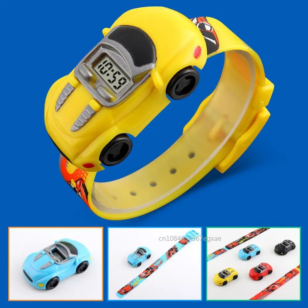 Cartoon Car Children Watch Toy for Boy Baby Fashion Electronic Watches Innovative Car Shape Toy Watch Kids Xmas Birthday Gift