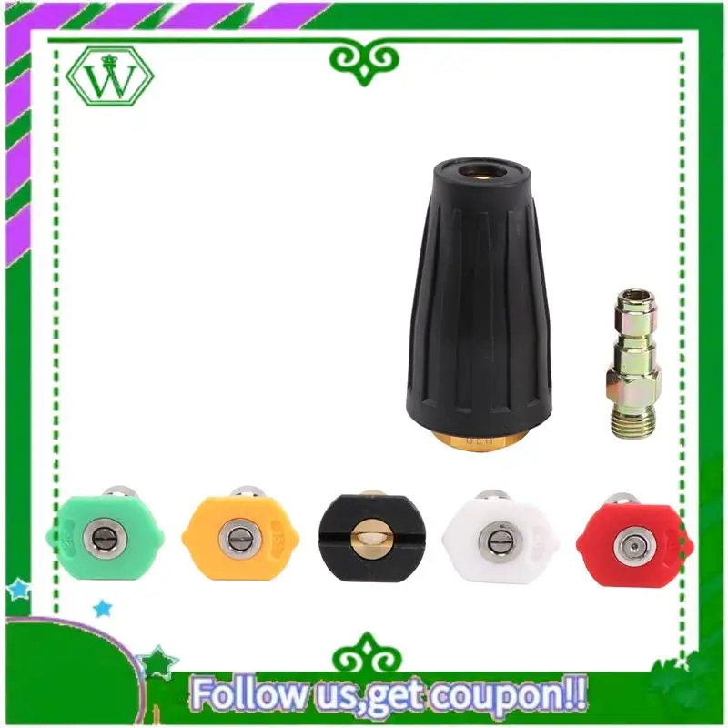 

AC34-Turbo Nozzle For Pressure Washer, Rotating Nozzle And 5 Tips, 1/4 Inch Quick Connect 3600 PSI