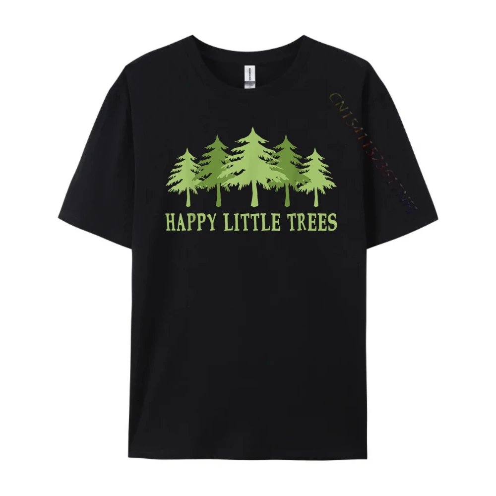 Funny Happy Little Trees Camping White T Shirt Men Funny Gifts Punk Style