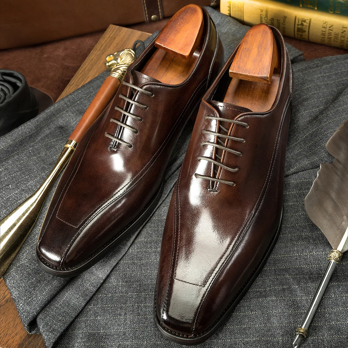 

2025 New Arrival Mens Office Formal Shoes Party Wedding Men Business Leather Shoes Stock Italian Leather Oxfords Dress Shoes