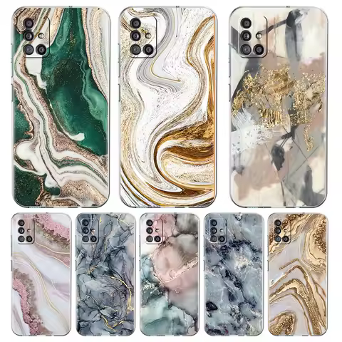 Clear Case For Samsung Galaxy A52 A12 A51 A32 A21s A71 A32 A22 50 A70 A31 A72 5G Phone Cover Marble Pattern