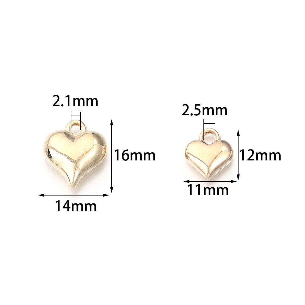 50pcs/lot 11x12/14x16mm Gold Color Heart Charms CCB Plastic Spacer Bead For Jewelry Making DIY Bracelet Earring Necklace Pendant image 4