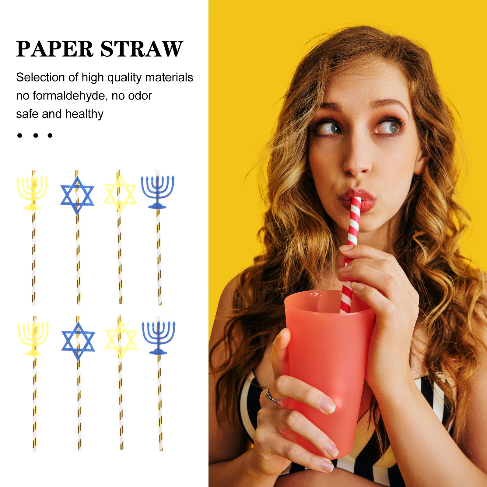 

20Pcs Hanukkah Party Paper Drinking Straws Mixed Color Disposable Beverage Straws Decorative Straw Party Supplies