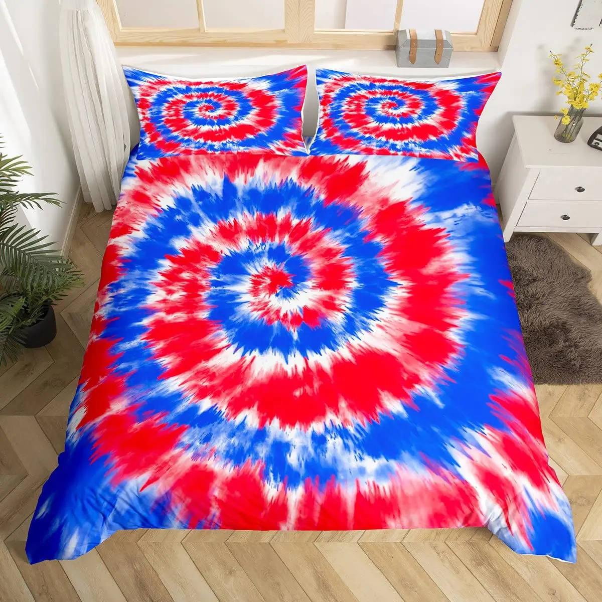 Tie Dye Bedding Set Boho Psychedelic Duvet Cover for Kids Children Teens Adult Hippie Tie Dye Comforter Cover Bohemian Gypsy