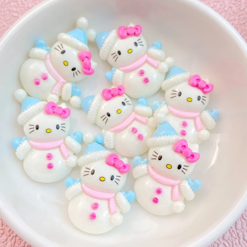 10Pcs New Mini Kawaii Cartoon cat with hat and bow tie Series Resin Scrapbook Diy Jewelry Children Hairpin Accessories - Image 4