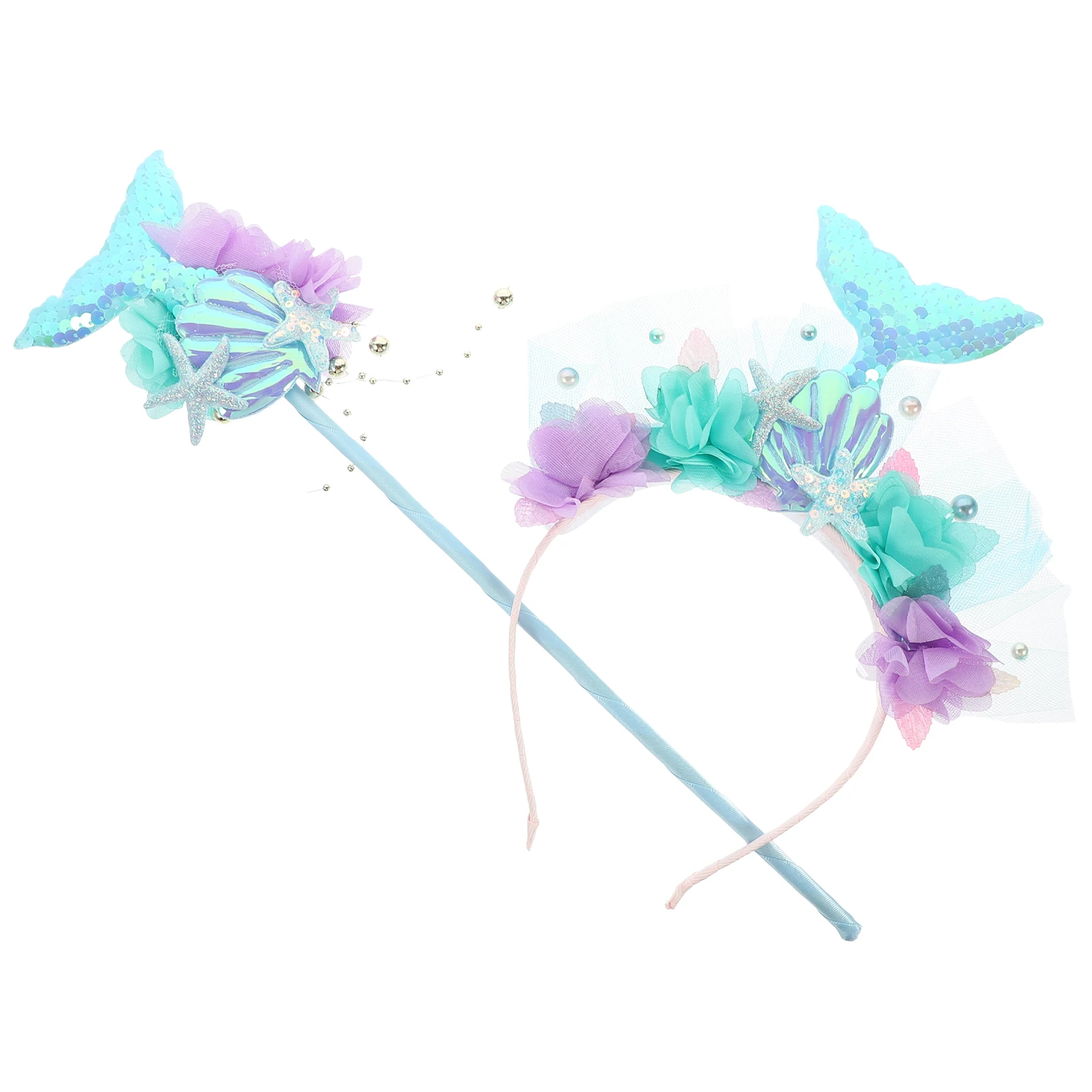 

Mermaid Headband Set Sequin Hairband Girls Costume Props Reusable Fairy Accessory Party DIY Decor