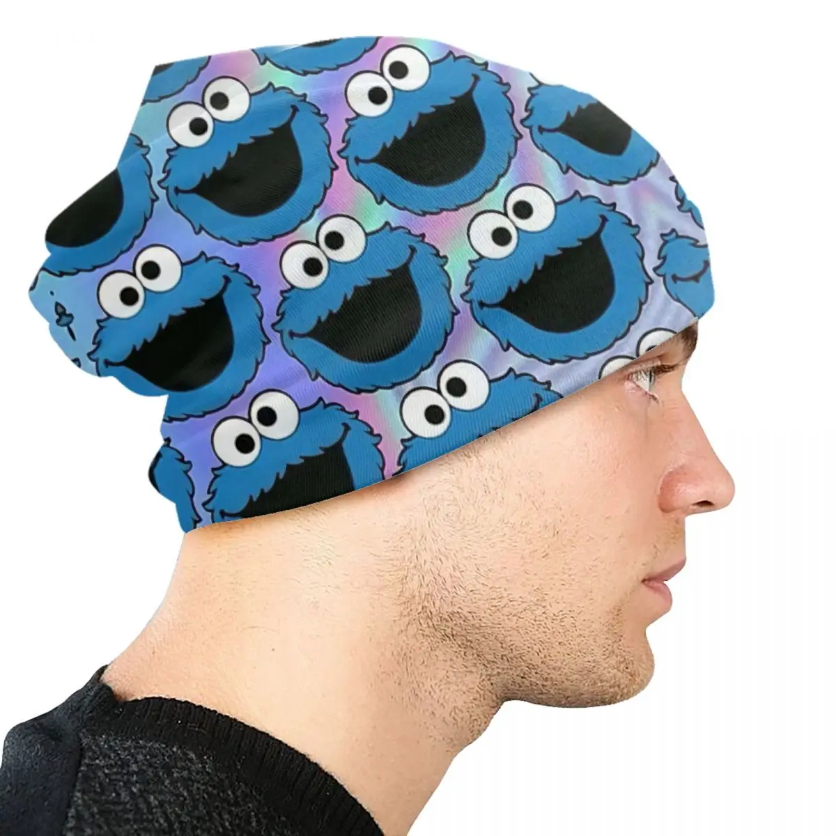 Elmo Cookie Monster Beanie Cap Unisex Winter Warm Bonnet Femme Knit Hats Outdoor Ski Blue Sesame Street Skullies Beanies Hats