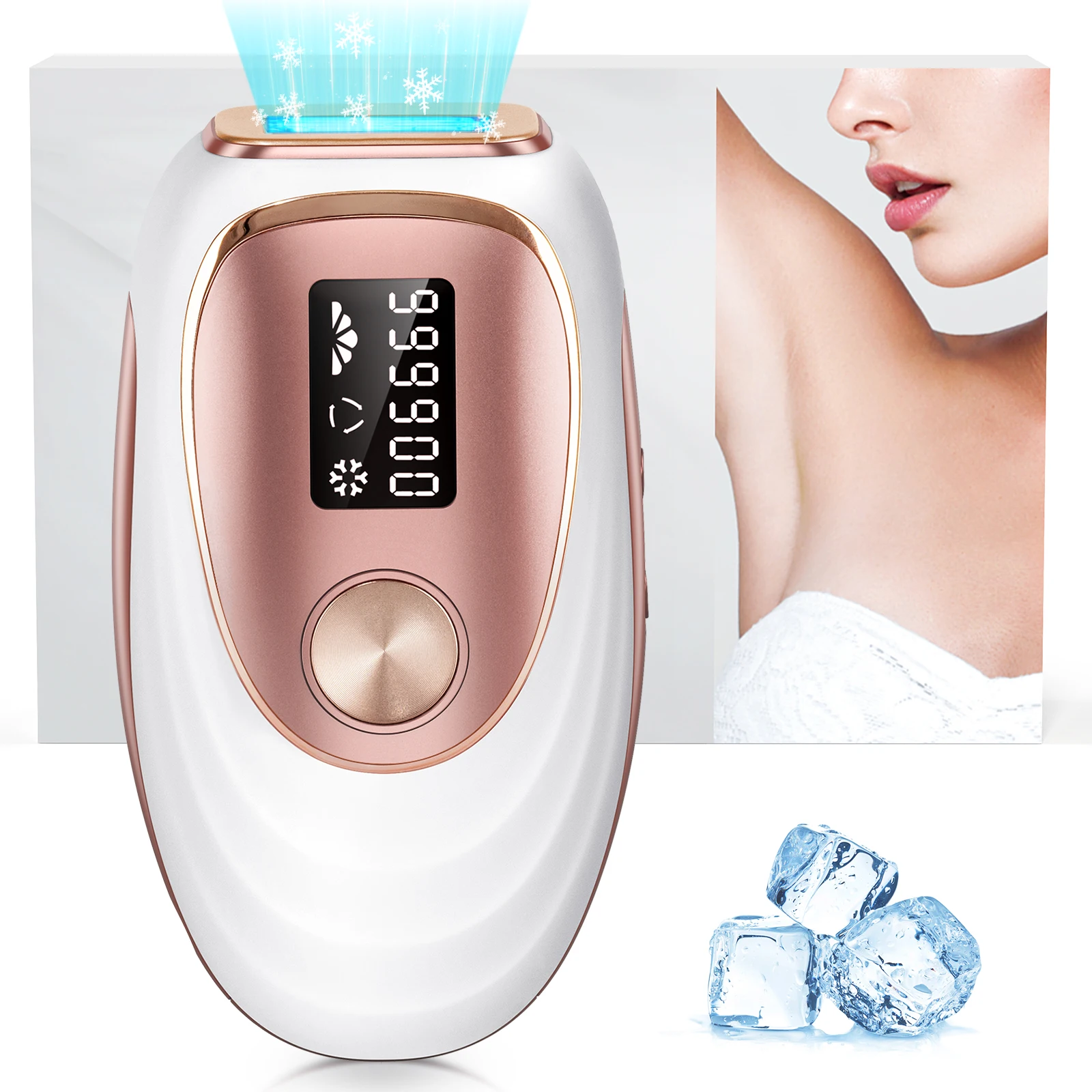 IPL Laser Hair Removal Device for Women & Men - Home 45°F Ice-Cooling Painless 3 Weeks Hair Removal for Full Body & Bikini Line