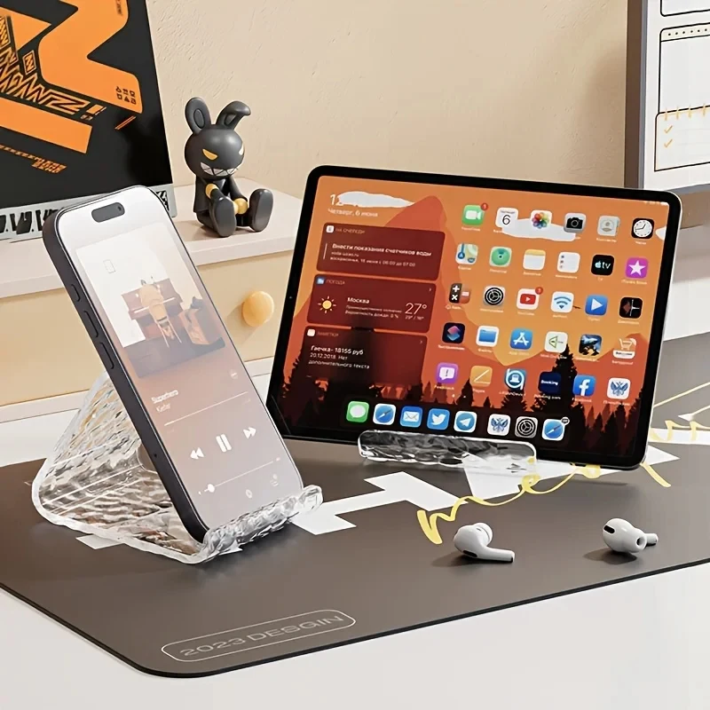 Creative Glacial Pattern Acrylic Phone Holder – High-Quality Tablet Stand for Home, TV Watching & Desk Use