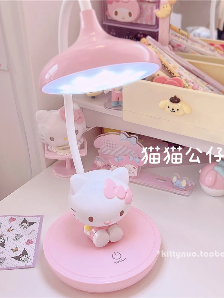 Kawaii Sanrio Cinnamoroll My Melody Desk Lamp Desktop LED Reading Night Light Table Lamp Bedroom Dorm Bedside Lamp Room Decor