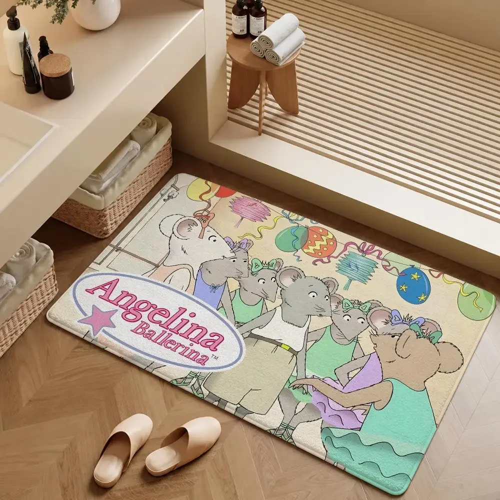 Cartoon Angelina Ballerina Alice Ballet Floor Mat Soft Flannel Entrance Doormat Non-Slip Washable Rug For Bedroom Home Decor