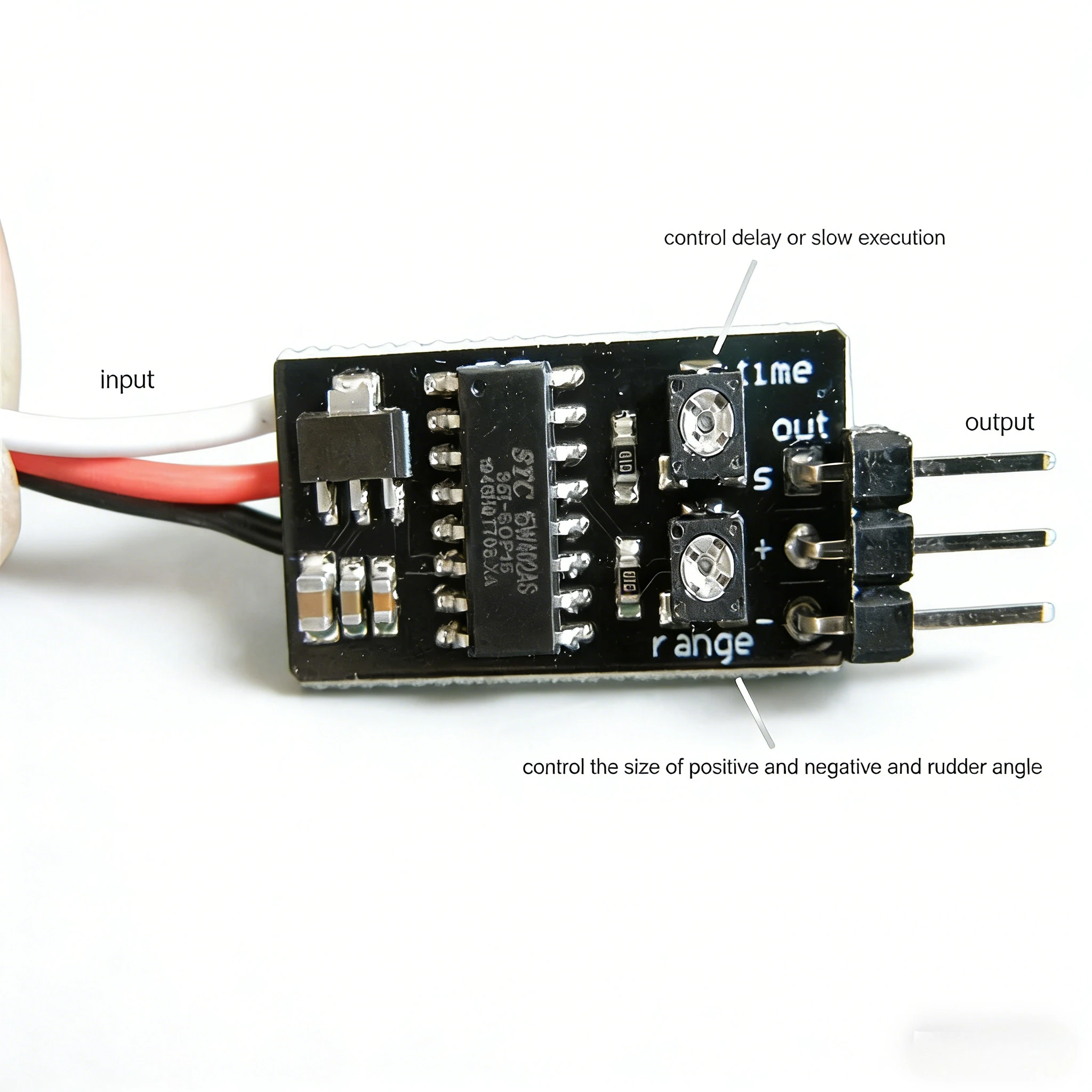 Advanced Servo Converter, 3.6-16V, 50Hz PWM Output, Reverse/Angle/Delay/Slow Control, 25x12mm, for 500-2500us 180° Servos