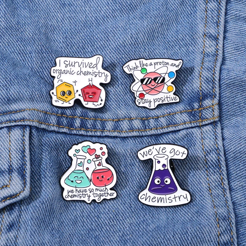

Funny Chemistry Enamel Pins Set Science Themed Brooch Metal Badge for Clothes Lapel Pin Jewelry Gift for Students Teachers