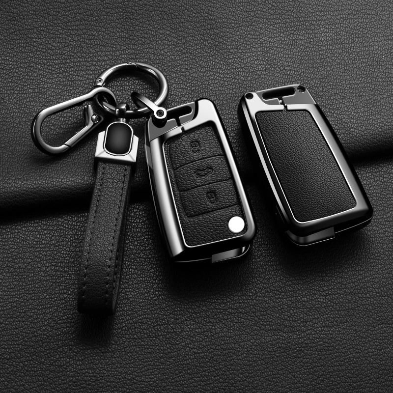 

Zinc Alloy + Leather Car Key Case Cover for VW Volkswagen Golf 7 MK7 Tiguan MK2 For SEAT Ateca Leon FR 2 Ibiza For Skoda Octavia