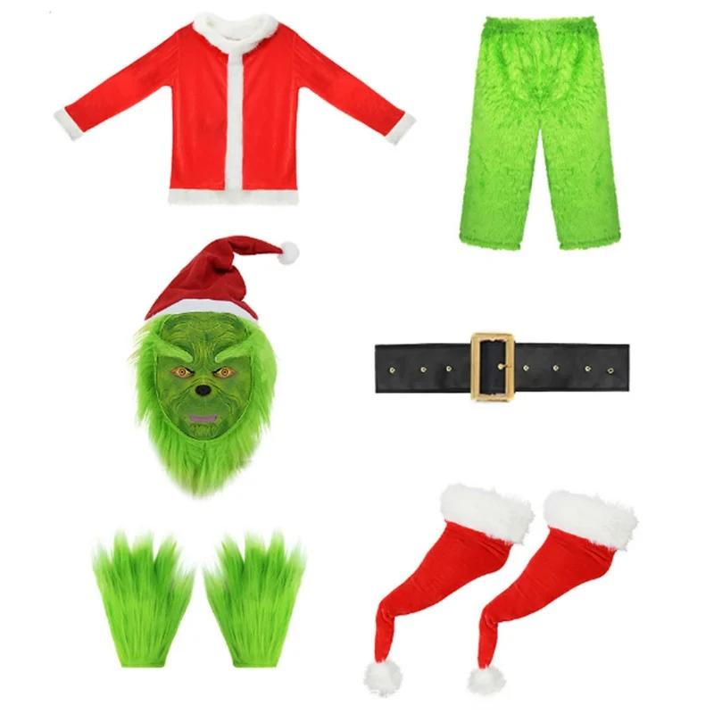 2025 nuevo conjunto de disfraz de halloween de een pulgadas S Claus con pantalones de piel conjunto de ropa étnica para mujer disfraz de escenario