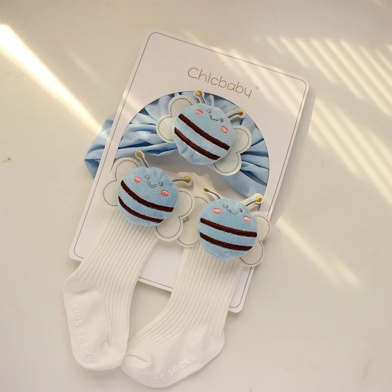 0-12 Months Newborn Baby Cartoon Cute Bee Hat Socks Fall And Winter Warm Soft Cotton Non-slip Socks Baby Hat Kids Accessories