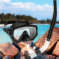 Dry Snorkel Set Diving Mask For Adults Tempered Glass Professional Panoramic Snorkeling Gear Swimming Training Snorkel Kit