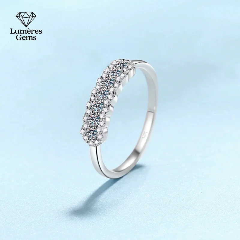 

18K White Gold Ring 0.37Carat Moissanite Diamond Trendy Engagement Ring for Women Girls Birthday Wedding Bands Jewelry Gift