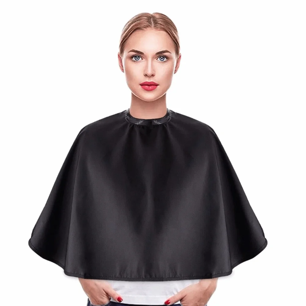 

Short Waterproof Makeup Apron Dye Cape Cloth Wrap Black Half Apron Antistatic Adjustable Barber Hair Cutting Cape Barbershop