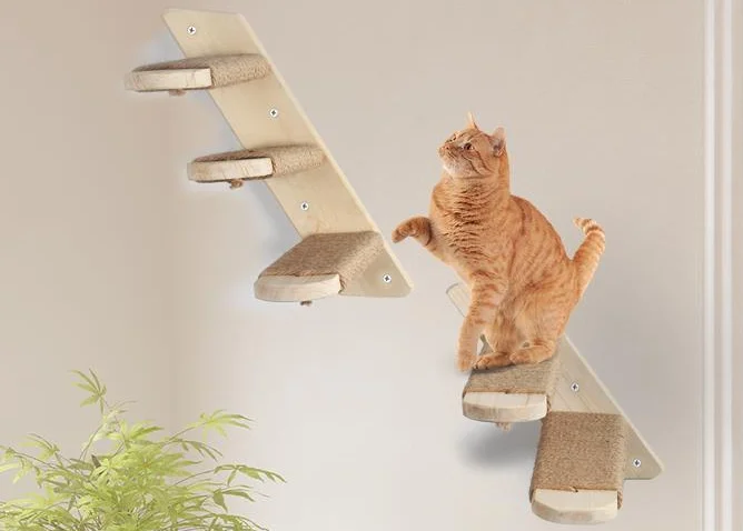 Cat wall step shelves Cat climbing shelves reversible wall mounted wooden three-step cat stairs