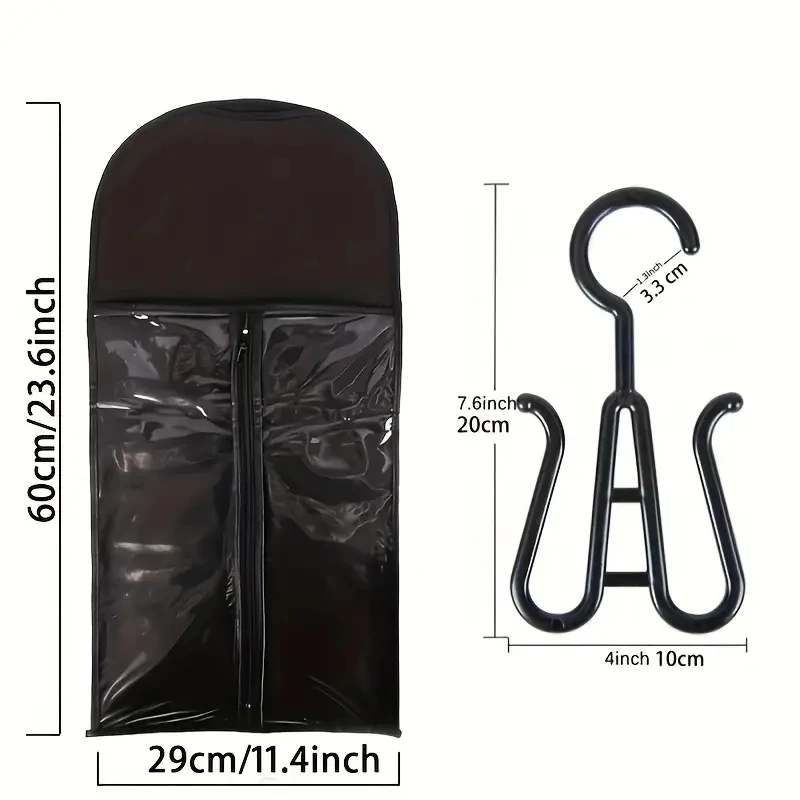 6pcs Long Hair Extensions Storage Bag Non-Woven Dust Proof Wigs Carrier Bags With Plastic Hanger For Home Salon Organizer