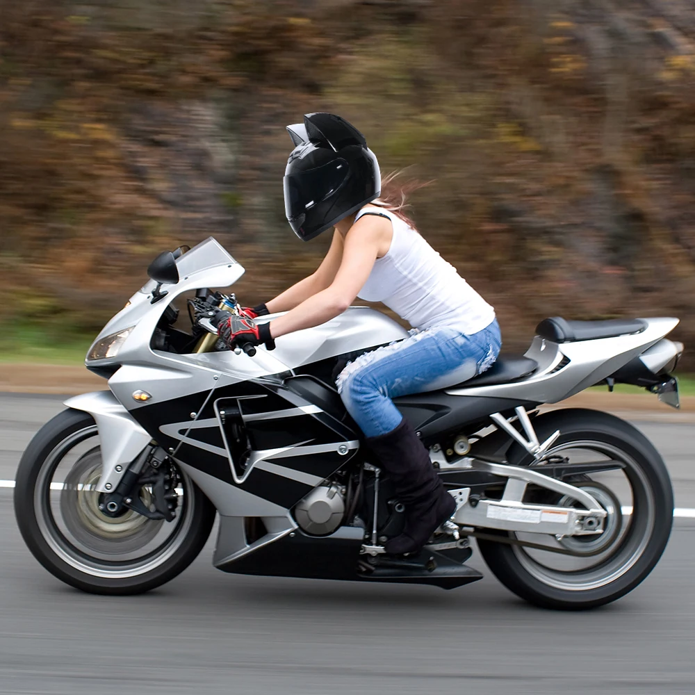 Cat Ear Motorcycle Helmet For Women Full Face Motocross Motorbike Men's Moto Helmet Breathable DOT Certification Girlfriend Gift