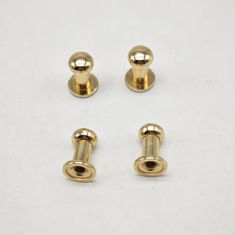 Light Gold 6mm Long Neck Tall Monk Head Nipple Nail on Screw Belt Cap Nail Packaging Gift Box Accessories Hardware Buckle