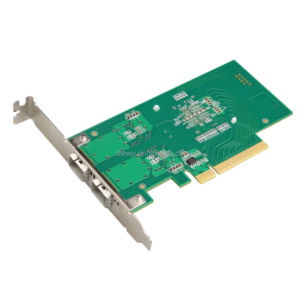 High Speed 10000Mbps 2 Ports Fiber Optical Lan Card, PCI Express X2 Bus Type, SFP Slot Network Adapter