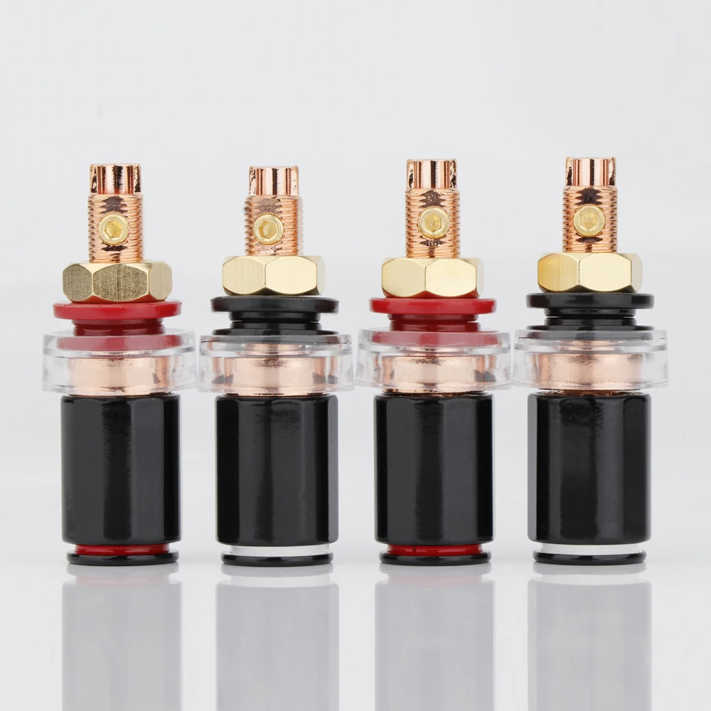 

4pcs Preffair Red Copper Plated Speaker Terminal Binding Post Socket Speaker Cable Female Socket HI-END Binding Post Amplifier