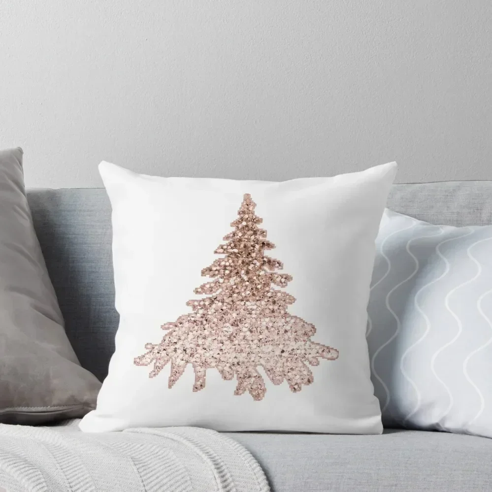 

Sparkling christmas tree rose gold ombre Throw Pillow Custom Cushion bed pillows pillow