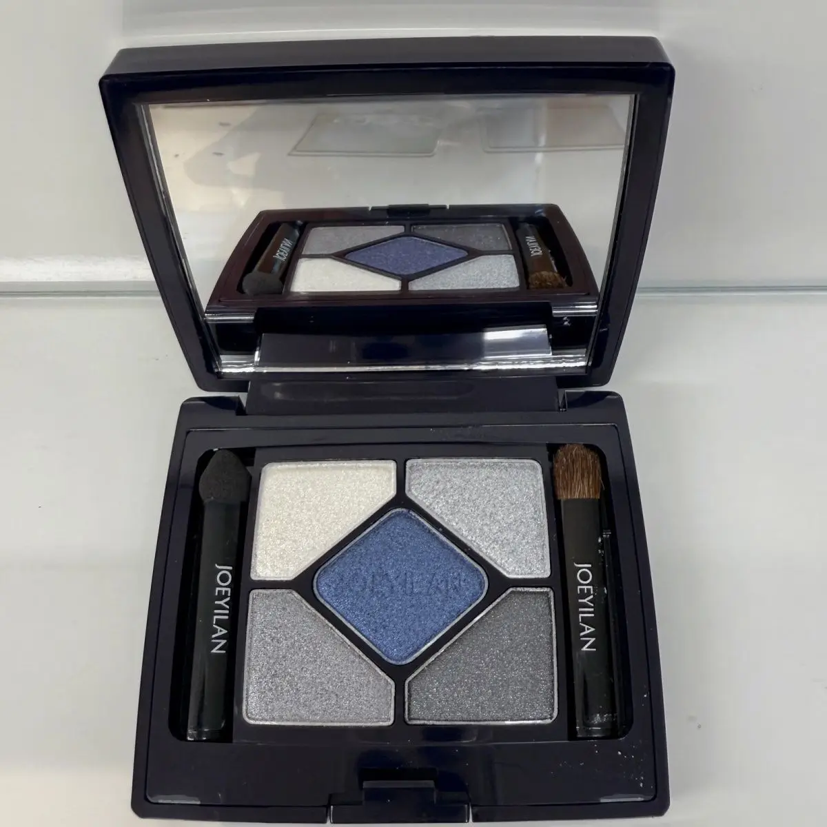 Paleta de sombras azuis com glitter, 5 cores, fosco, pérola, brilhante, coreano, acrílico, esfumaçado, maquiagem de longa duração, cosméticos